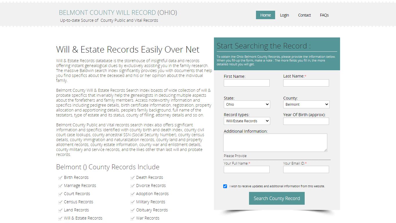 Belmont County, Ohio Public Will & Estate Records Index
