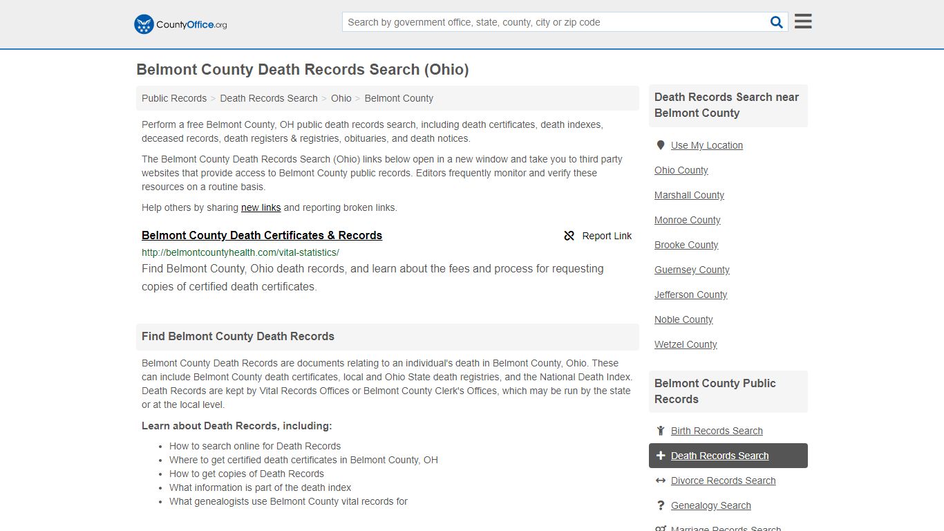 Death Records Search - Belmont County, OH (Death ...